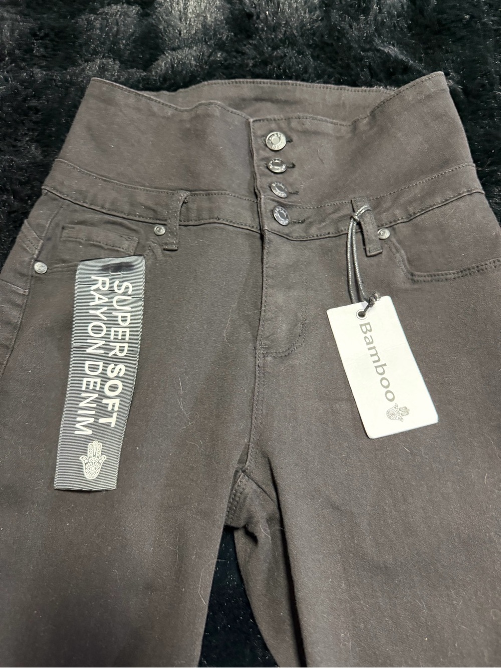 BAMBOO High-Rise Super Soft Rayon Denim Jeans - Black